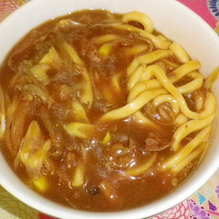 残ったカレーでカレーうどん